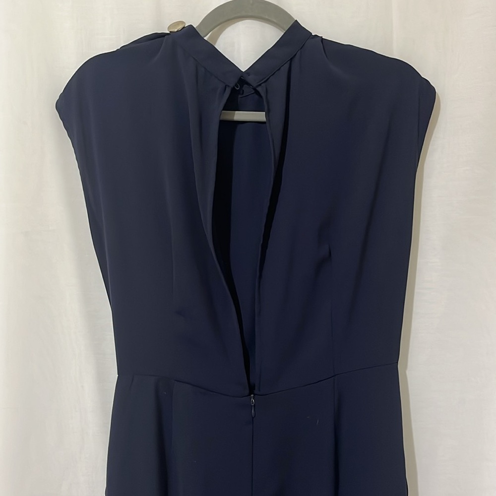 Zara Used Dark Blue High Collar Open Back Jumpsuit a301 - Picture 5 of 5